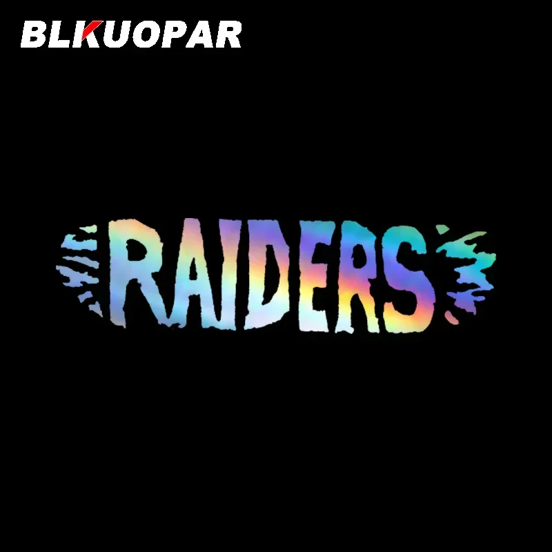 

BLKUOPAR Raiders, буквенный знак пламени, логотип, значок, лазерная графика, индивидуальная наклейка, лобовое стекло мотоцикла, автомобильные наклейки, украшение JDM
