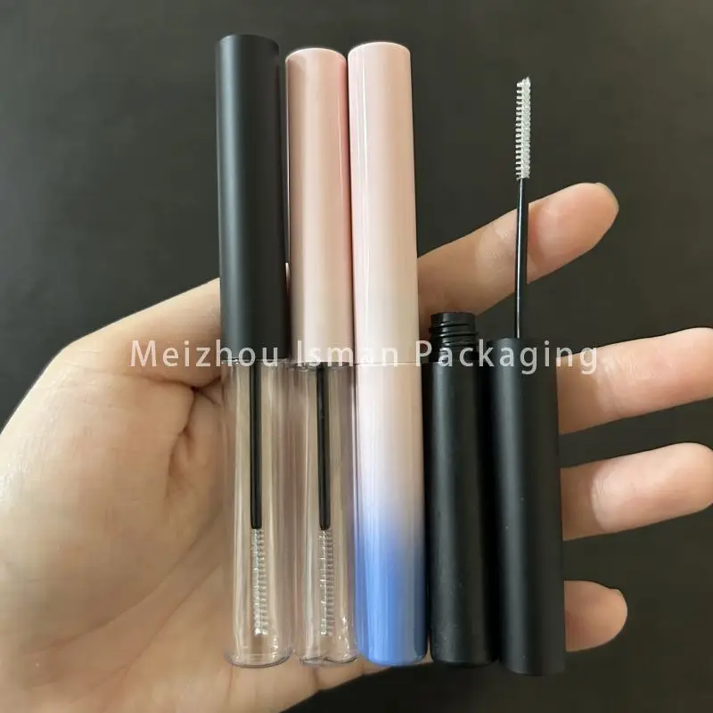 50Pcs 4ml slim black gradient pink mascara container packaging long eyelash bottle clear tube with wands soft brush