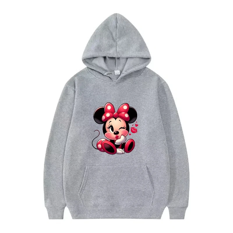 เสื้อฮู้ดดี้ลายมิกกี้เมาส์ของดิสนีย์ แฟชั่นผู้หญิงทรงหลวม สีขาว สไตล์สปอร์ต สำหรับฤดูหนาว เสื้อผ้าผู้หญิงราคาถูก เสื้อฮู้ดดี้ผู้ชาย