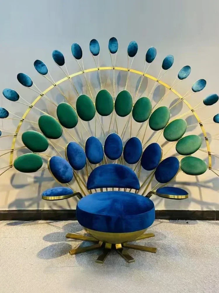 Trending Creative Designer Peacock Open Screen Chair Art Sofa Armchair