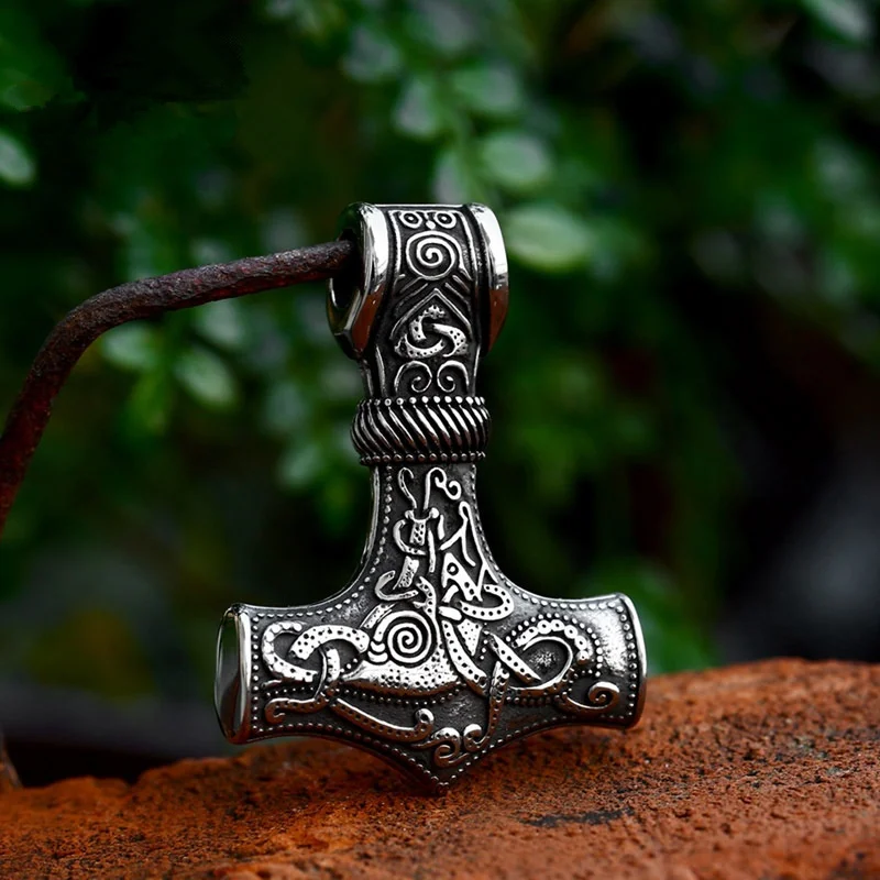 

Norse Mythology Viking Thor's Hammer Stainless Steel Men Women Necklaces Pendants Punk Fashion Jewelry Creativity Gift Wholesale