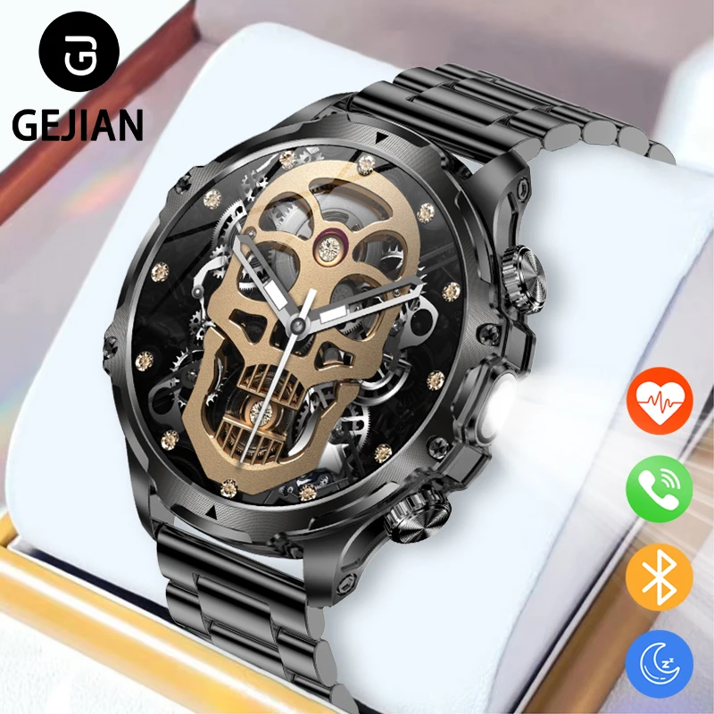 

GEJIAN Men's Smart One Click Bluetooth Call Watch 1.85-inch HD Resolution 360 * 360 Heart Rate Monitoring Outdoor Sports Watch