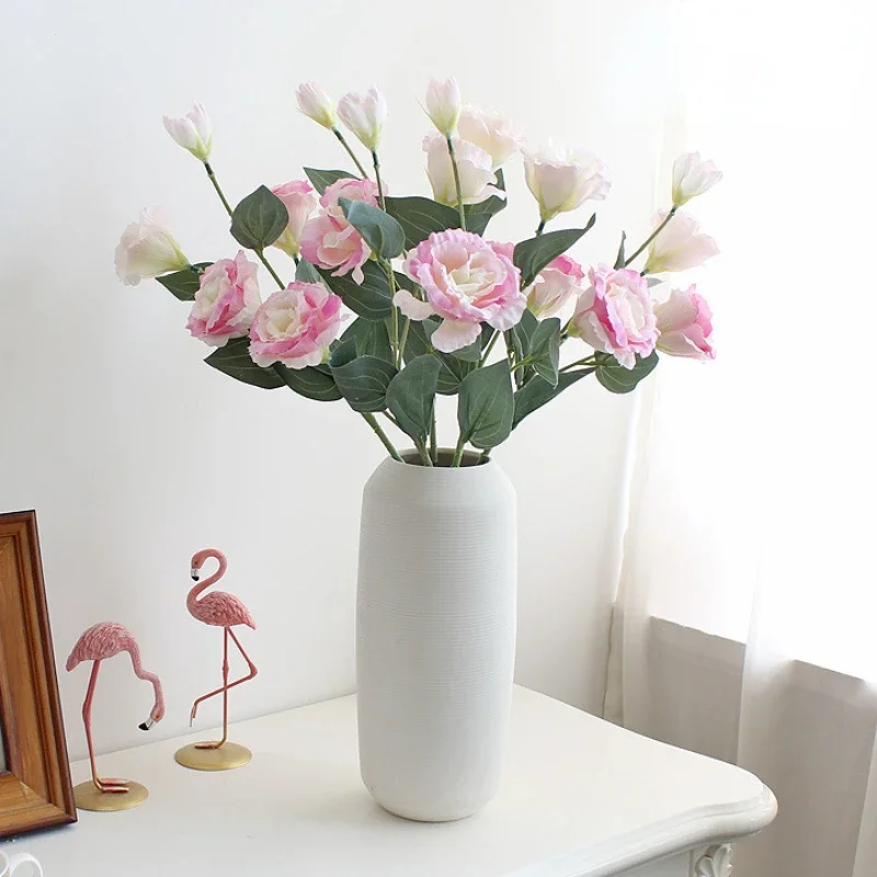 4 Heads Artificial Eustoma Flowers - High-Quality Silk Bouquet for Home Decor, Wedding, Party Decoration