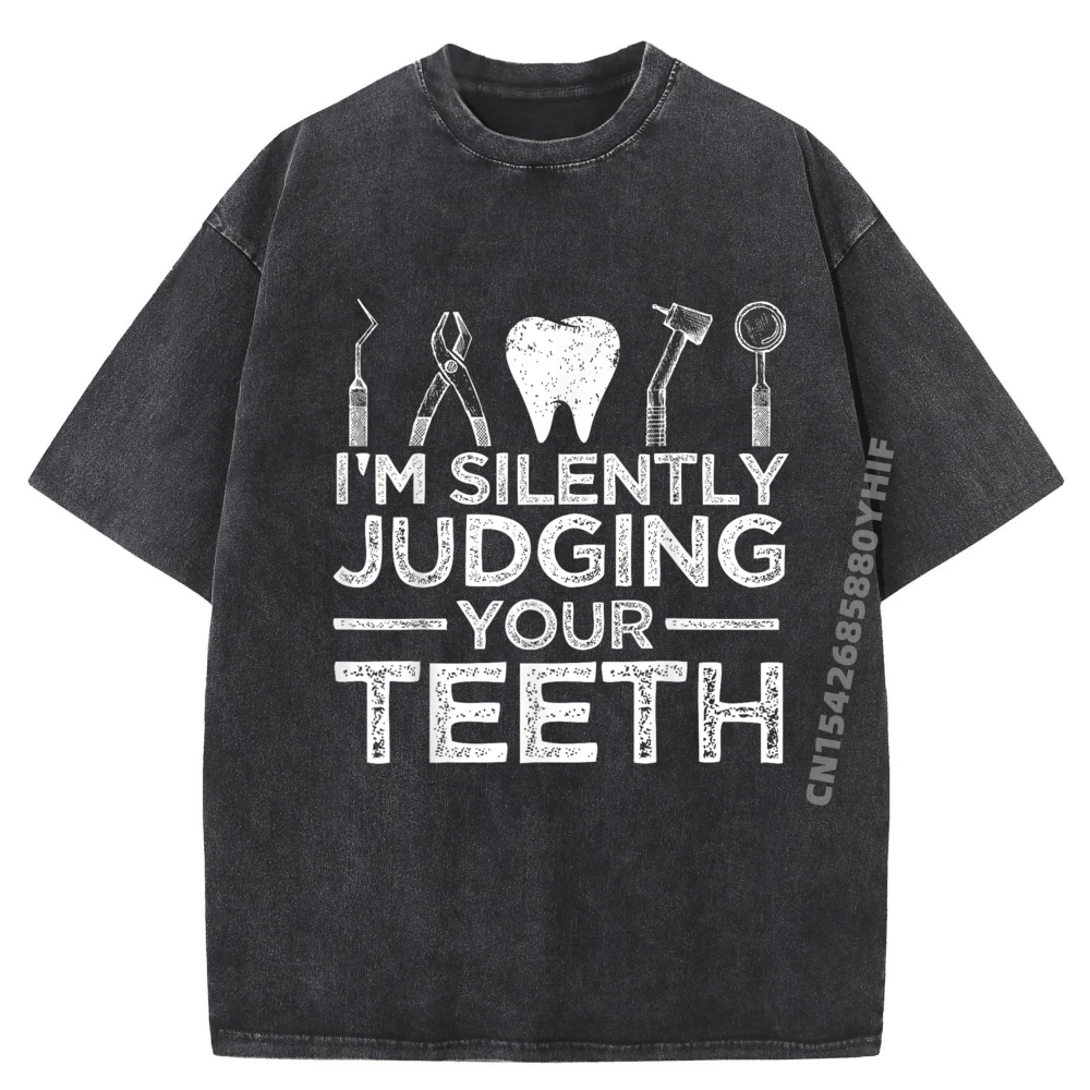 

Printed I Im Silently Judging Your Teeth Outdoor Graphic Tees Mens Oversized Washed Shirt Mens T-Shirt