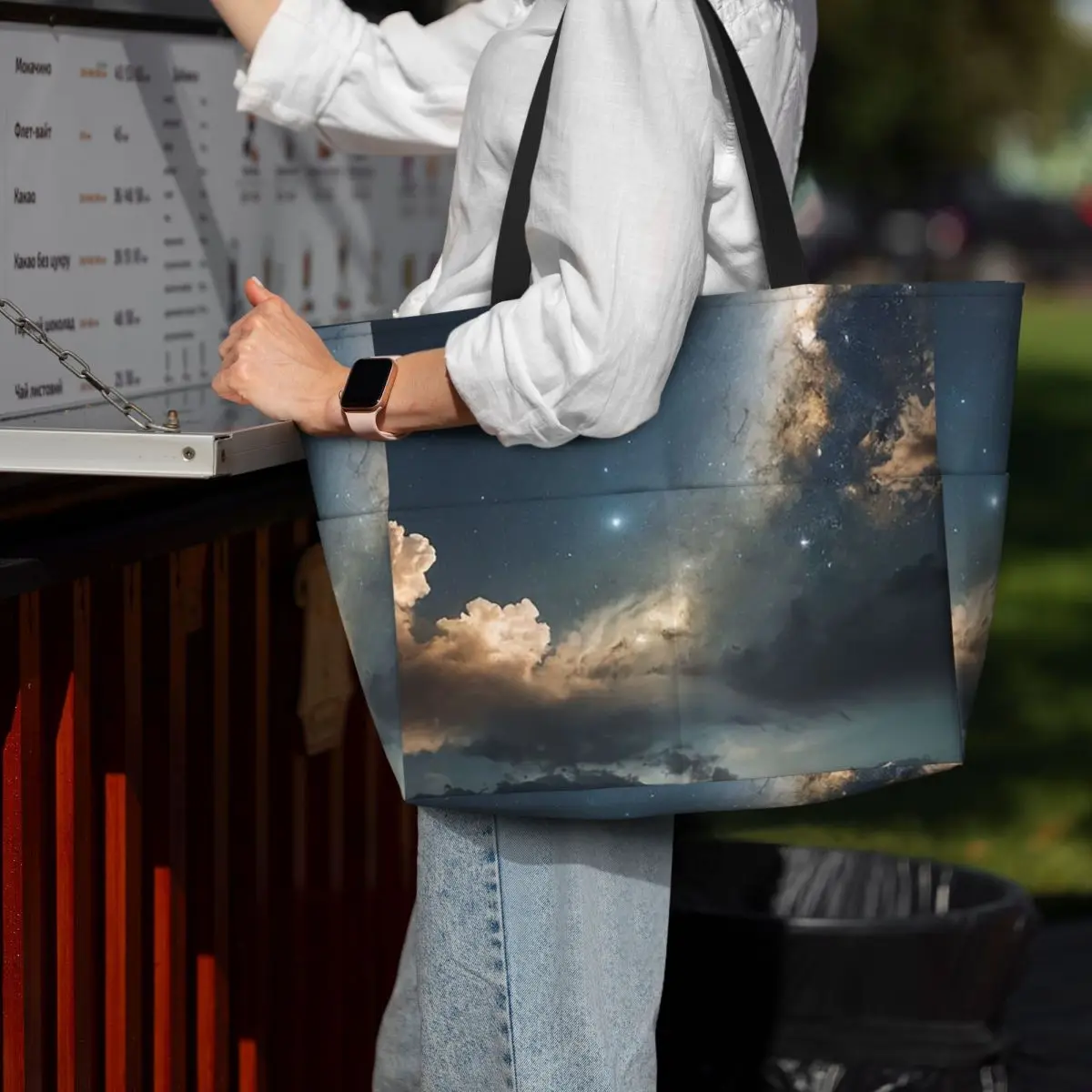 Starlit Sky Milky Way Starry Beach Tote Bag Sport Gym Yoga Duffle Large Tote Bag Women Travel Bag Fitness bag