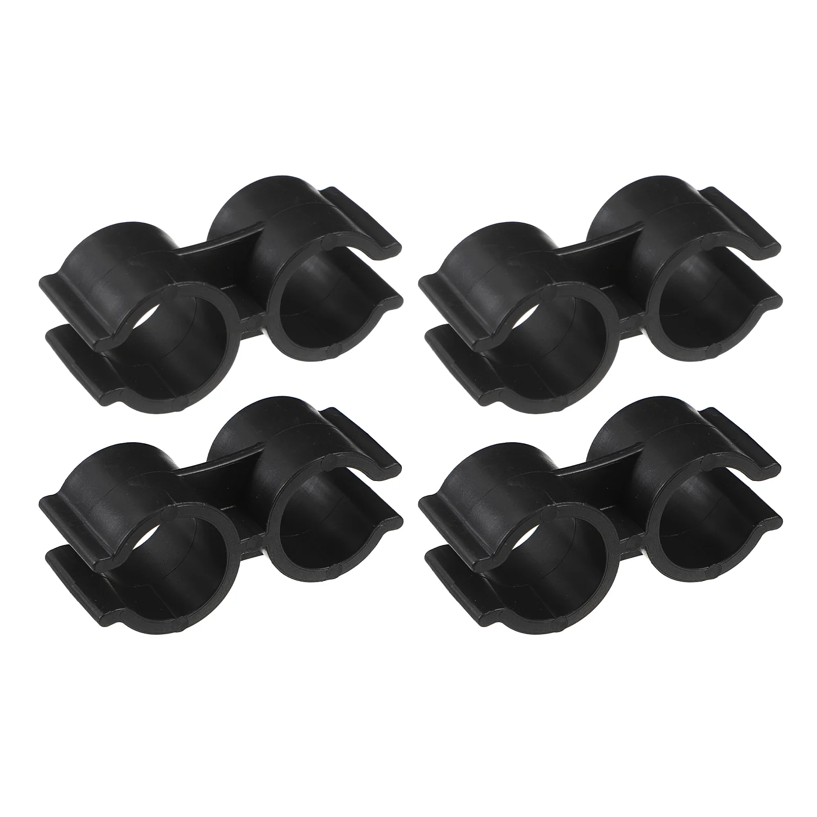 4 Pcs Dustpan Broom Connecting Buckle Pipe Clamps Double Port Pole Shelf Positioning Clips Connection