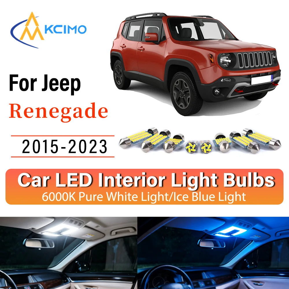 Interior Lighting Kit For Jeep Renegade 2015-2023 LED Bulbs for Dome Map Door Trunk License Plate Light