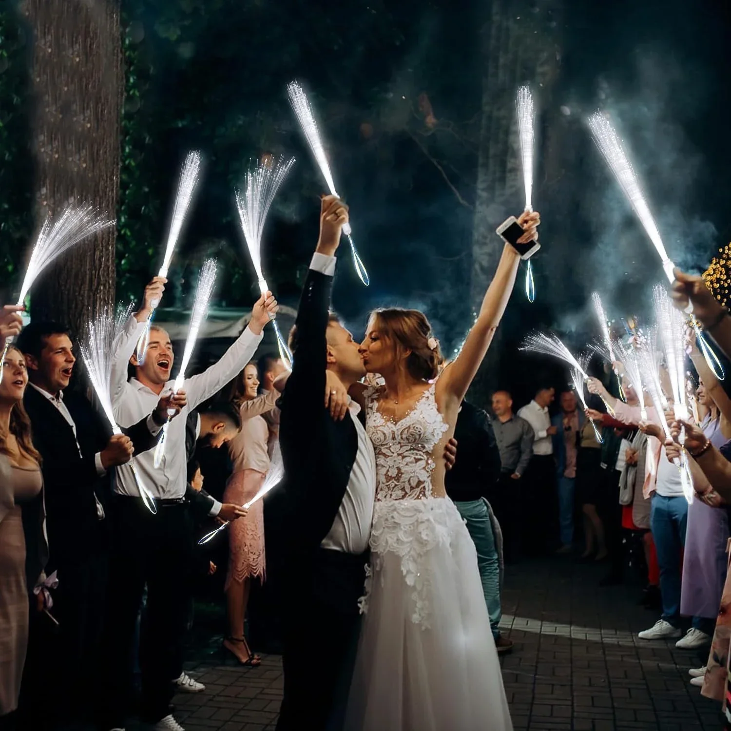 Imagem -03 - Varinhas de Fibra Óptica Branca para Casamento 24-96 Peças Luz Led em Massa Modos de Luz Bastões Brilhantes Lembranças Escuras para Festa de Aniversário