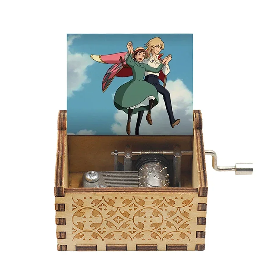 Caja de música Howl Castle, música temática de Anime, Merry Go Round of Life, caja Musical de madera con manivela, regalo de cumpleaños de Año Nuevo