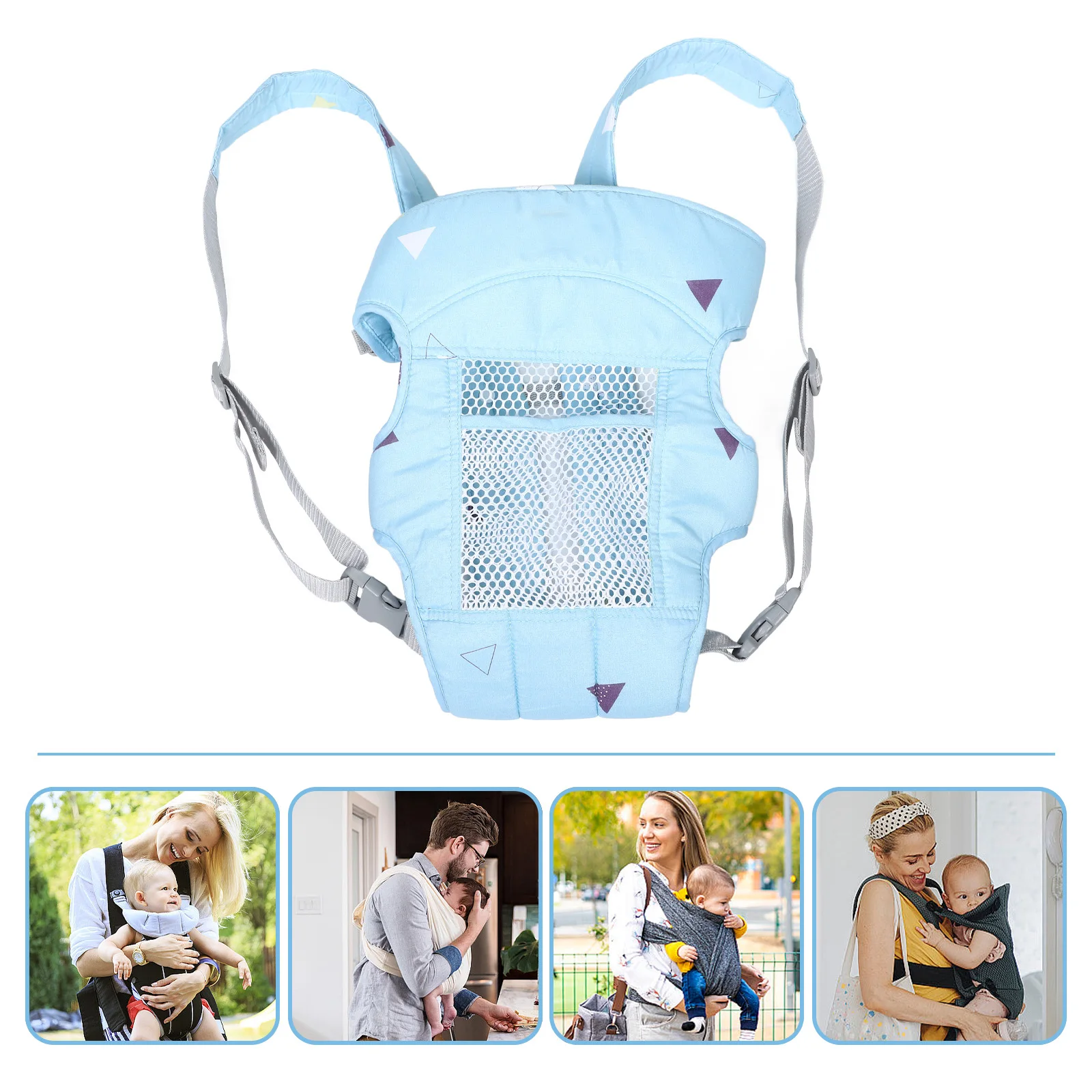 

Baby Carrier Traditional Design Easy Use Versatile Options Front Back Carrying Skyblue Chest Strap Holder Dad Newborn Toddler