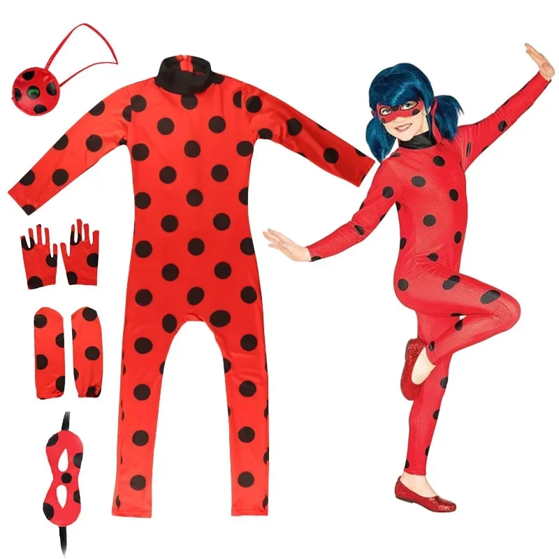 

New Children's Anime Ladybird Costume with Separate Eye For Kids Girls Cosplay Party Halloween Carnival Easter Fancy Dress