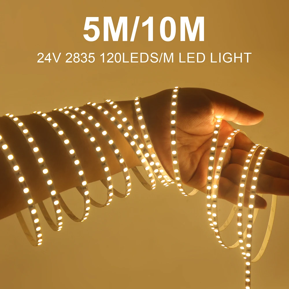 12V 24V 5m 10m LED Strip 5mm 8mm PCB Light 2835 120Leds/m White Red Pink Purple Ice Blue Flexible Tape Backlights for Decoration