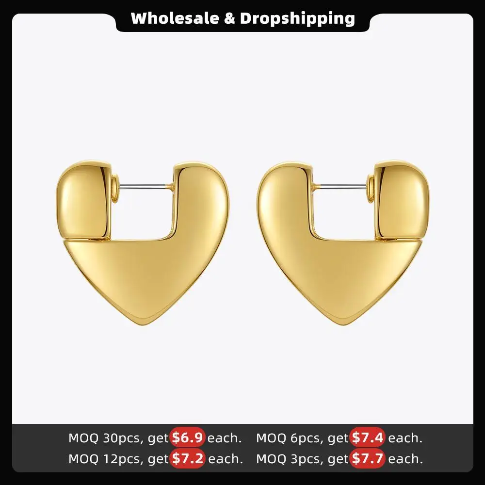 ENFASHION Heart Stud Earrings For Women Fashion Jewelry Gold Color Piercing Lover Earings Boucle Oreille Femme Wedding E211286