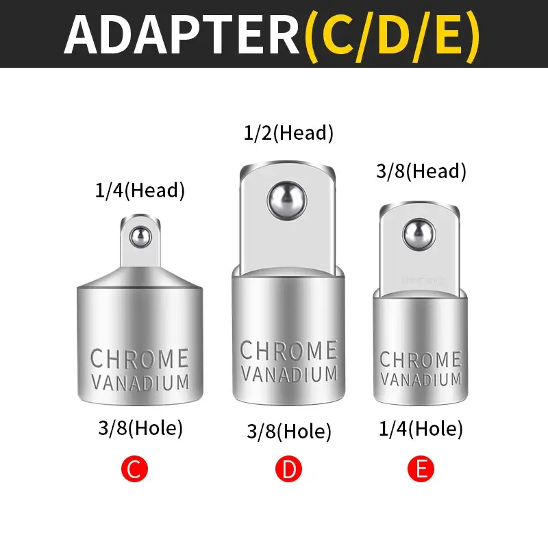 Onnfang Socket Adapter Drive Head Ratchet Wrench 1/2 3/8 1/4 CR-V Chrome Vanadium Steel for Car Bicycle Garage Home Repair Tools - Image 14