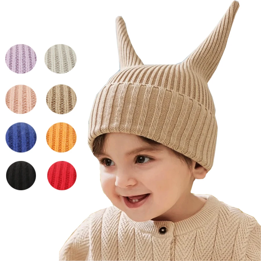 

2025 Baby Cute Hats Winter Boys Girls Cartoon Long Ears Knitted Beanie Hat Soft Wool Cap Infant Warm Cap Toddler 1-6 Years Old