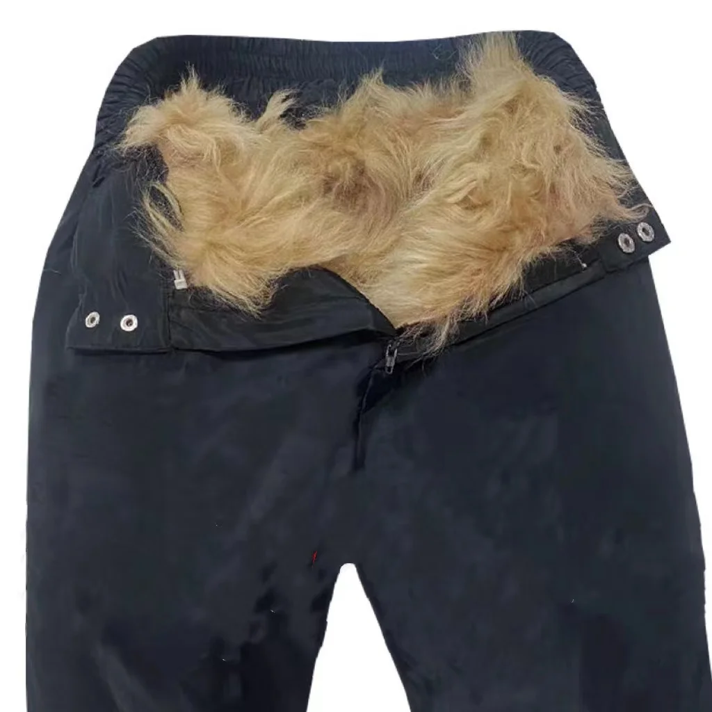 Echte Wollhose hohe Taille verdicken Thermo hose innen Schaffell haar warme Hose mittleren Alters ältere Vater Winter hose