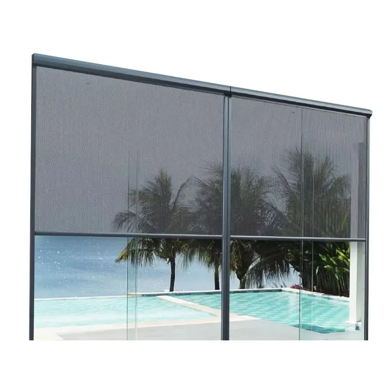 Outdoor Aluminum Alloy Extendable Windproof Waterproof Manual Roller Blinds for Balcony Patio Garden