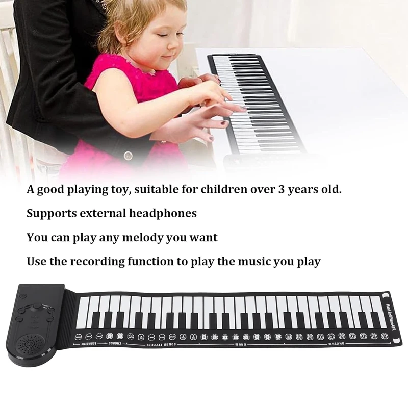 Keyboard Piano Roll Up Electric Piano For Beginners Foldable 49 Keys Electronic Piano Durable