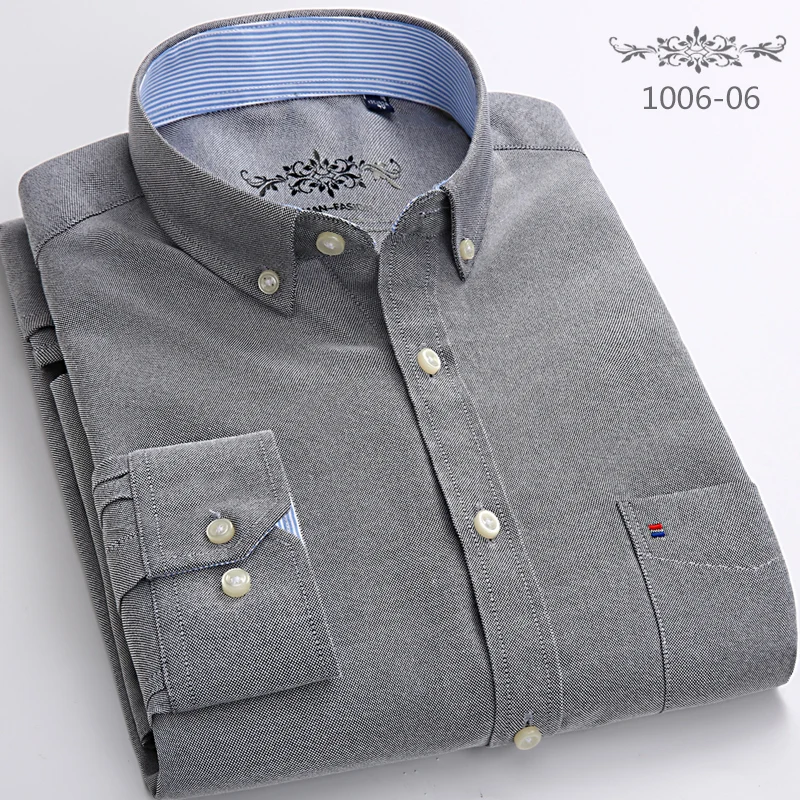 Pure Cotton Oxford Textile Men\'s Shirt New Fashion Casual Versatile Long-sleeved Clothing Breathable And Comfortable Men Clothin