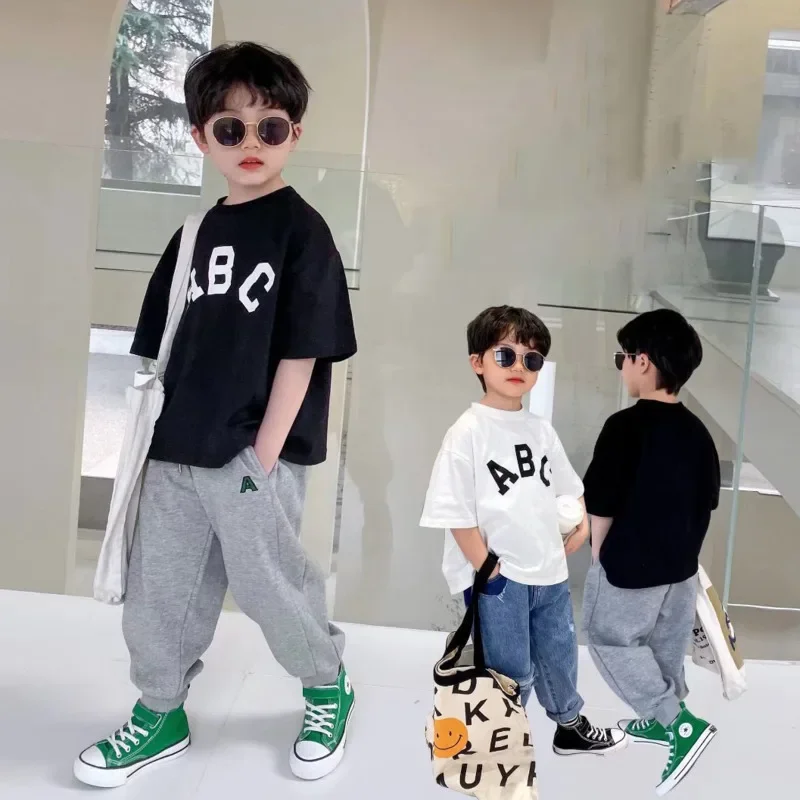 

New Half Sleeve Crew Neck Fashion Children T Shirts Boys Clothing Printing English Kids Clothes Summer Cute Baby Tops