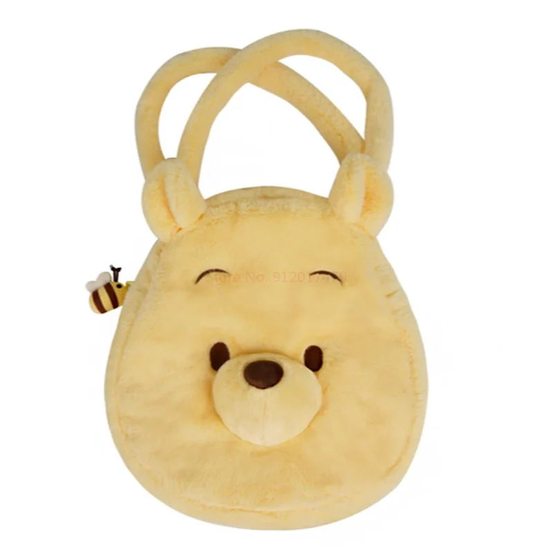 Disney Cartoon Winnie The Pooh Bear Anime Stitch Plush Doll Toys Shoulder Handbag Bear Plush Tote Bag Schoolbag Girl Kids Gifts