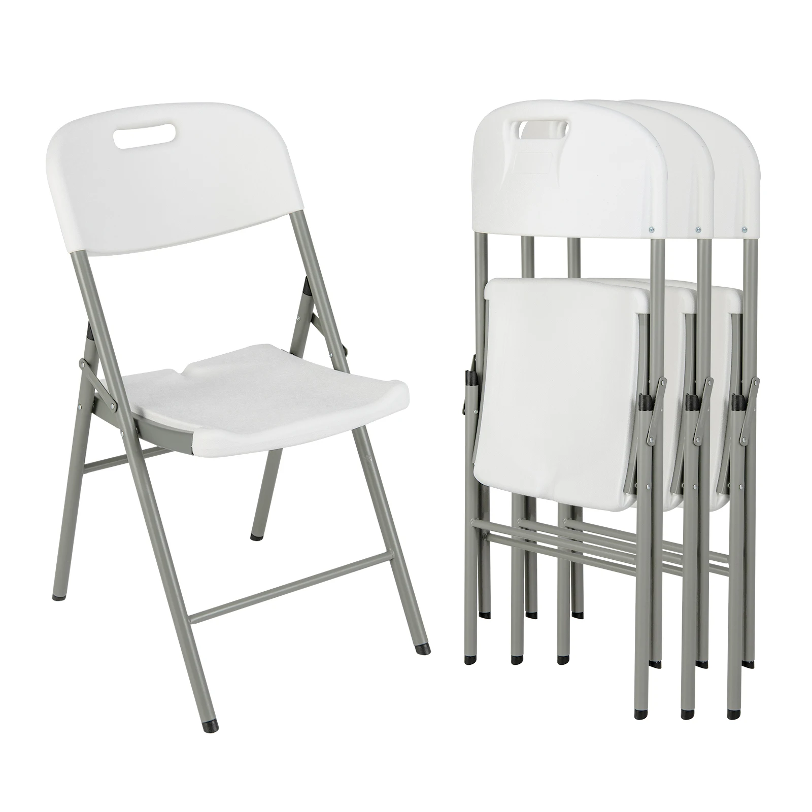 

Folding Chairs Set of 4 HDPE Plastic Chairs with Metal Frame for Home Office