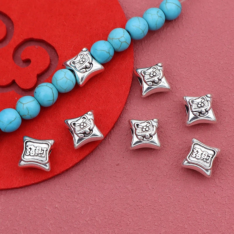 10 шт./лот, винтажные бусины-подушки Lucky Cat Be Rich, 10,5x8 мм, браслеты, благословение, бусины с большим отверстием, разделители, ювелирные изделия «сделай сам», для женщин и мужчин 10 шт./лот, винтажные бусины-подушки Lucky Cat Be Rich, 10,5x8 мм, браслеты, благословение, бусины с большим отверстием, разделители, ювелирные изделия «сделай сам», для женщин и мужчин