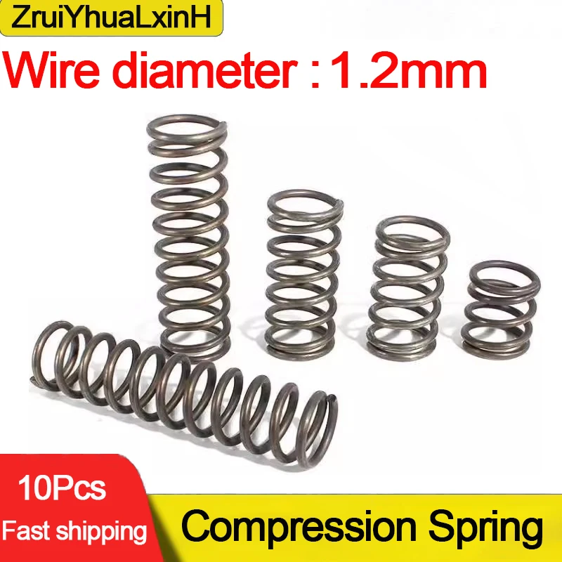 

10Pcs/Lot 1.2mm 65MN Micro Small Compression Spring OD 6/7/8/9/10/11/12/13/14/15/16/17/18/19/20/22mm Length 10mm to 100mm
