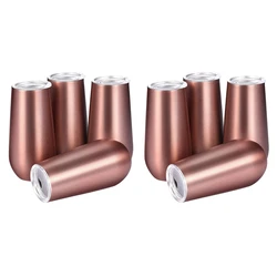 Stainless Insulated Wine Tumbler With Lid -Portable Egg Shape Cup Fashion Gift Cup-6 Oz ,Rose Gold (8 Pack)