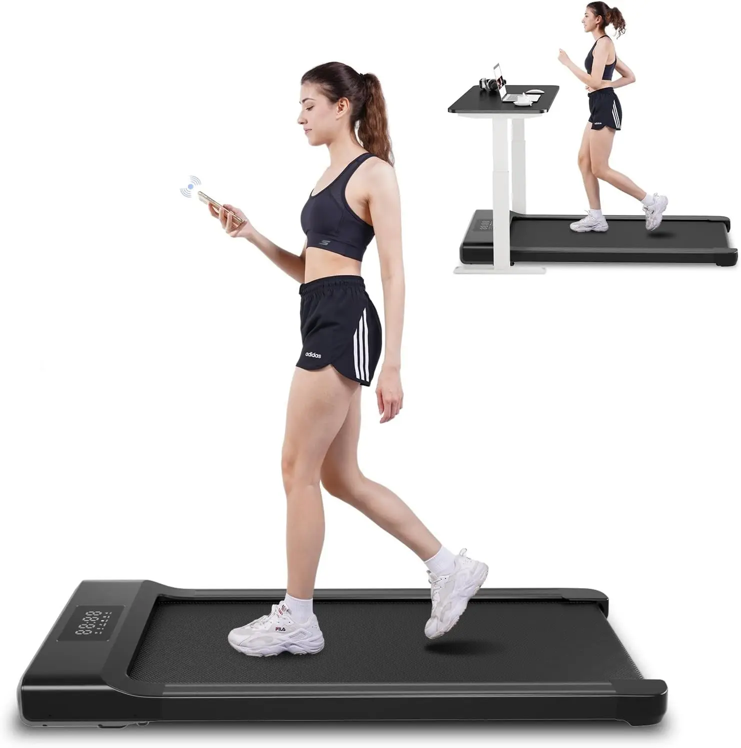 Walking Pad, Under Desk Treadmill, 3 in 1 Portable Treadmill with Remote Control LED Display, 2.5 HP Quiet Walking Joggi