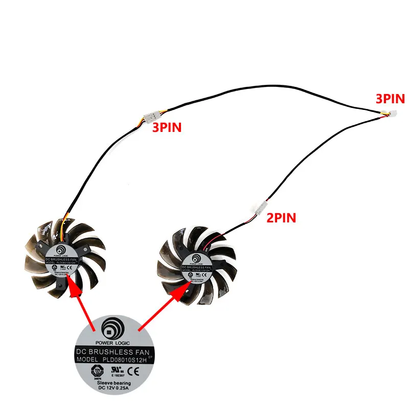 GIGABYTE 75MM 2-pin 3-pin muslimt128010sm GV-N460OC GPU ventola per GTX 460 465 560 Ti 580 650 750Ti ventola della scheda grafica