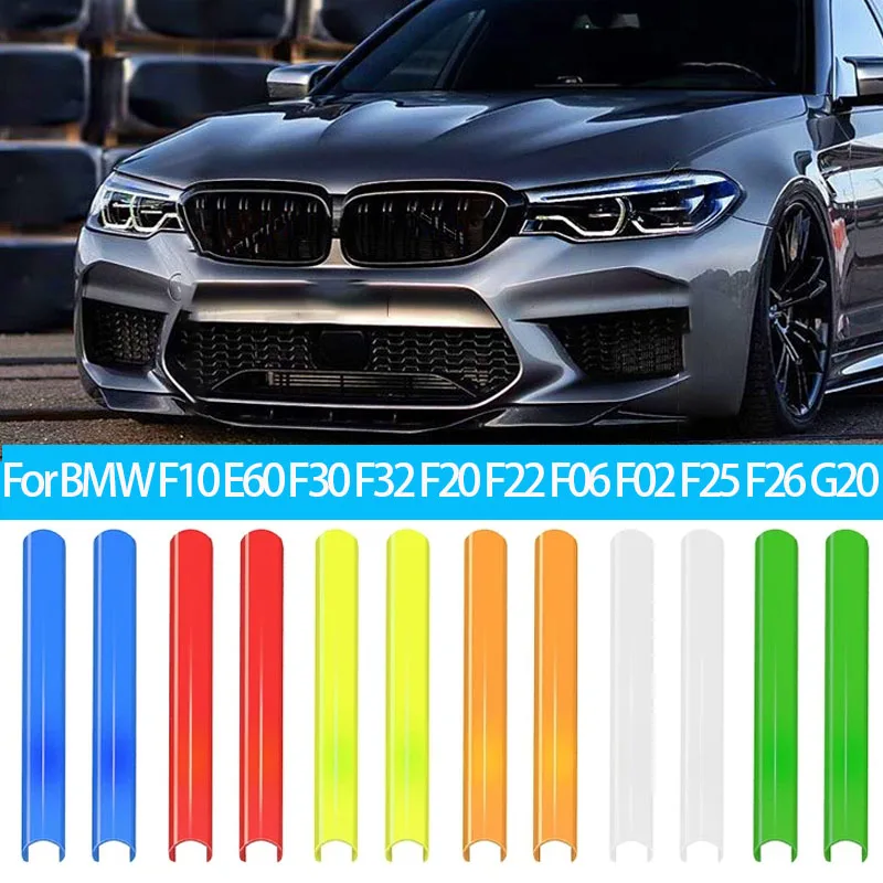 

2Pcs Front Grille Trim Strips Cover Frame Stickers For BMW F10 E60 F30 F32 F20 F22 F06 F02 F25 F26 G20 1 2 3 4 5 6 7 Series