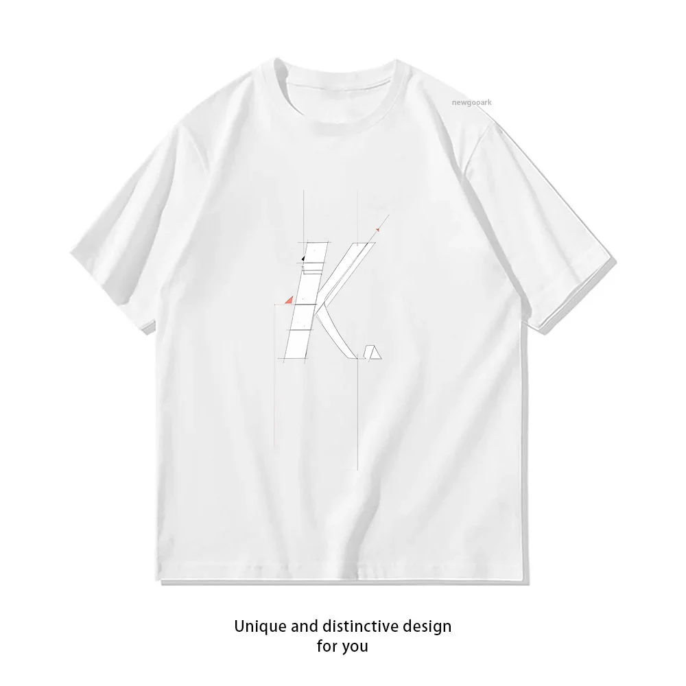 Creative Typography Art K Letter Design  Casual Cotton Short Sleeve Tee for Men Women