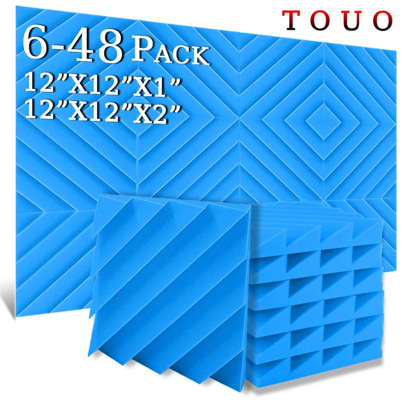 

TOUO Diamond Groove Acoustic Foam 6-48 Pcs Soundproof Sponge Pad Sound Absorbing Ceiling Home Cinema Acoustic Treatment