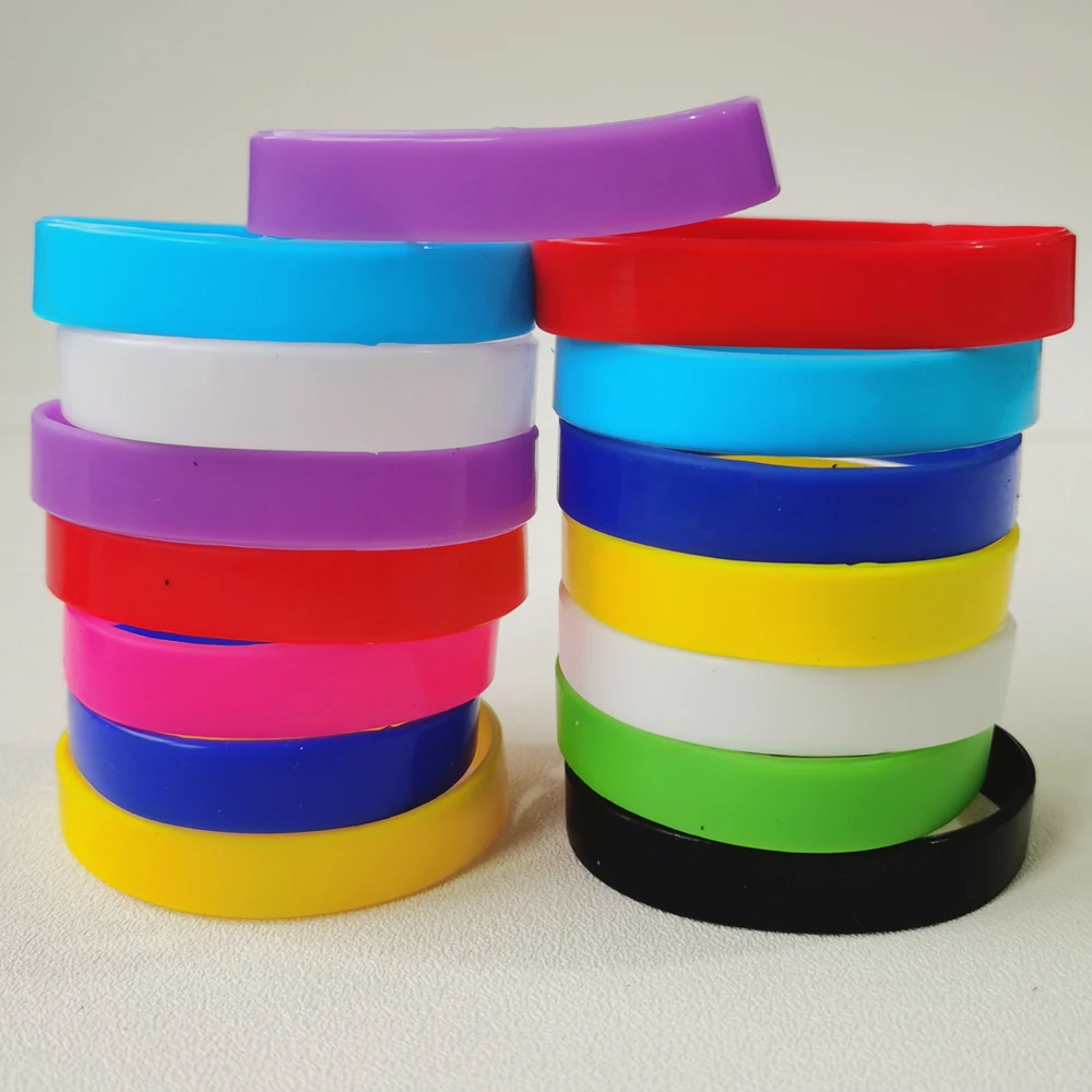 20PCS Wholesale Lot Pure White Multi Color Mix No Print Silicone Rubber Elastic Band  Hand Wristband For Man Women Sport Fitness