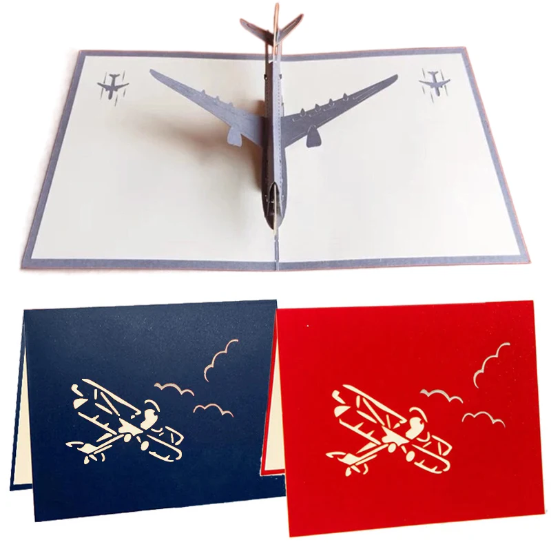 3D Pop-Up-Karte, Geburtstagsgrußkarte, Einladungskarte, Partygeschenke, lasergeschnittene Geschenke, Flugzeugminiaturen, Postkartenumschläge TMZ