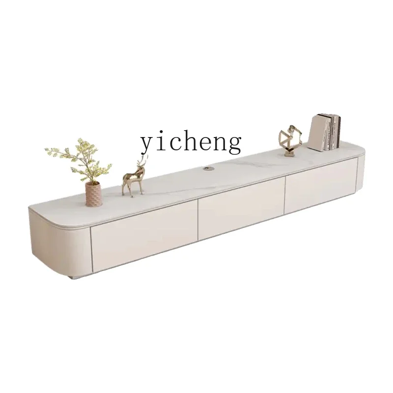 

XL rock slab TV cabinet white floor cream wind solid wood coffee table TV cabinet combination