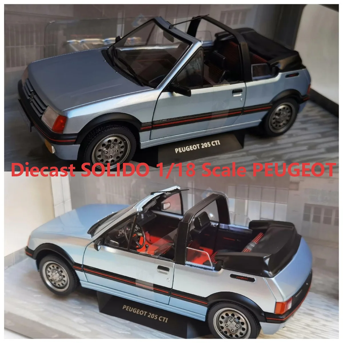Коллекционная модель автомобиля Peugeot 205 GTI SOLIDO, масштаб 1:18, литая, из сплава, с логотипом, сувенир, подарок, украшение для витрины