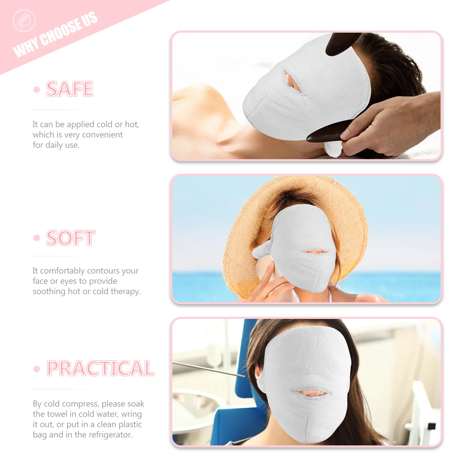 

Cold Hot Compress Face Towel Premium Moisturizing Facial Spa Mask Towel for Relaxation Home Use