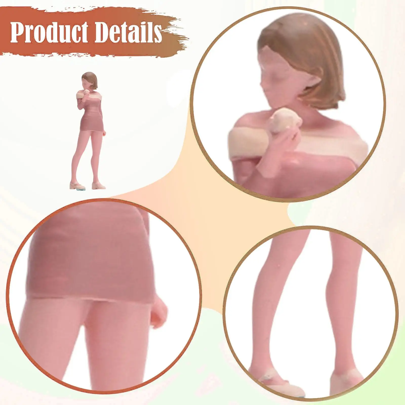 

1:64 Scale Girl Miniature Figure Diorama Decoration Painted Micro Landscape