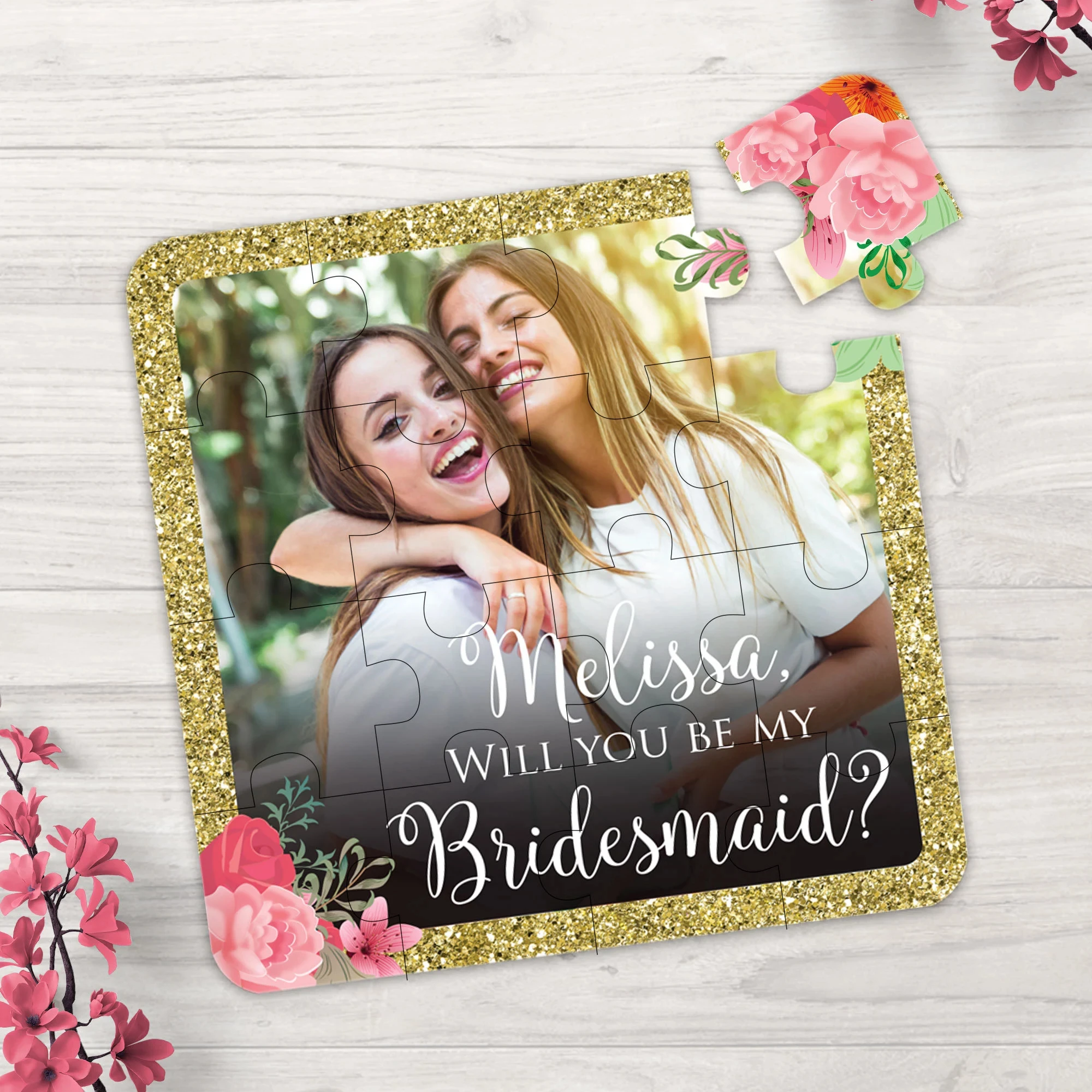 

16*16CM Personalized Jigsaw Fun "Will You Be My Bridesmaid" Personalized Bridesmaid Photo Gift Puzzle, 3*5PCs
