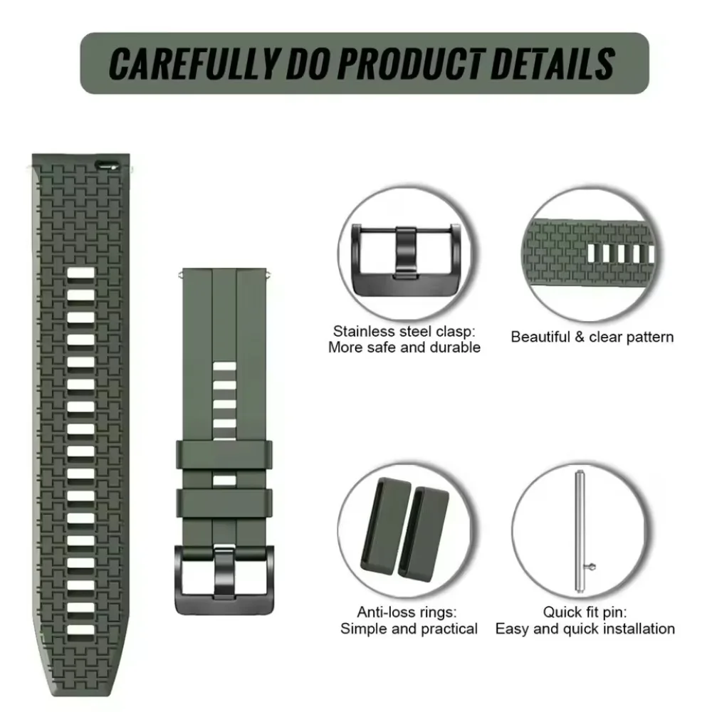 20mm 22mm Silicone Strap for Sumsung Galaxy Watch Amazfit GTR Soft Comfortable WristBand Replacement for Huawei Watch GT5 Correa