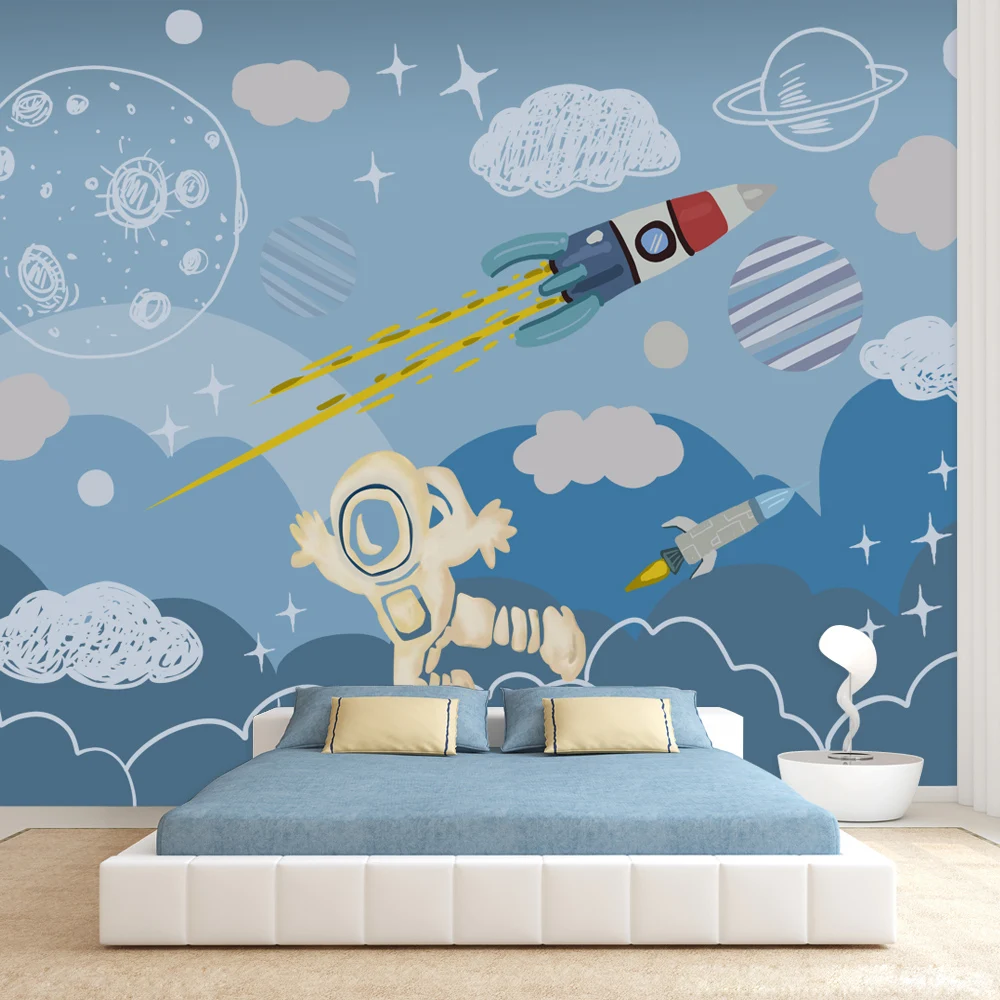 

Peel and Stick Optional Contact Wall Papers Home Decor Cartoon Starry Space Wallpapers for Living Room Baby Kids Covering Murals