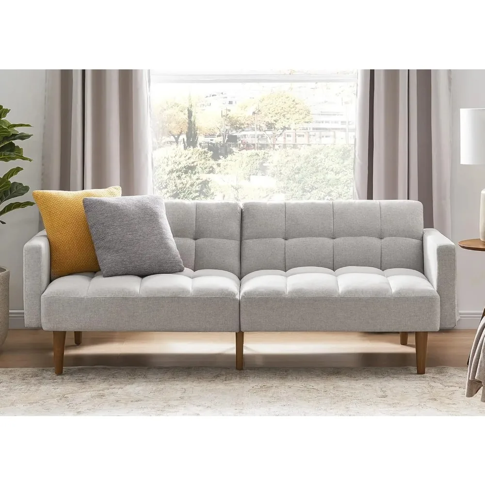 

76.8" Small Mid-Century Modern Futon Sofa Bed – Loveseat Sleeper Couch for Living Room, Sofa Cama