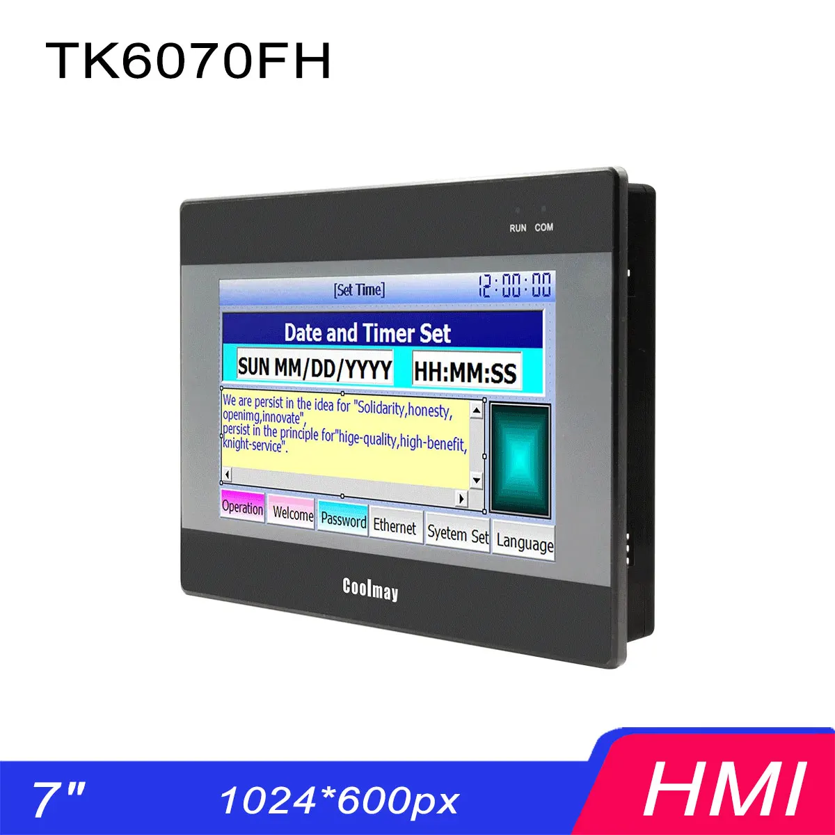 

Coolmay Hmi Display Screen Panel 7 Inch TK6070FH 1024*600px Human Machine Interface Display Calendar Support Sealed in Box