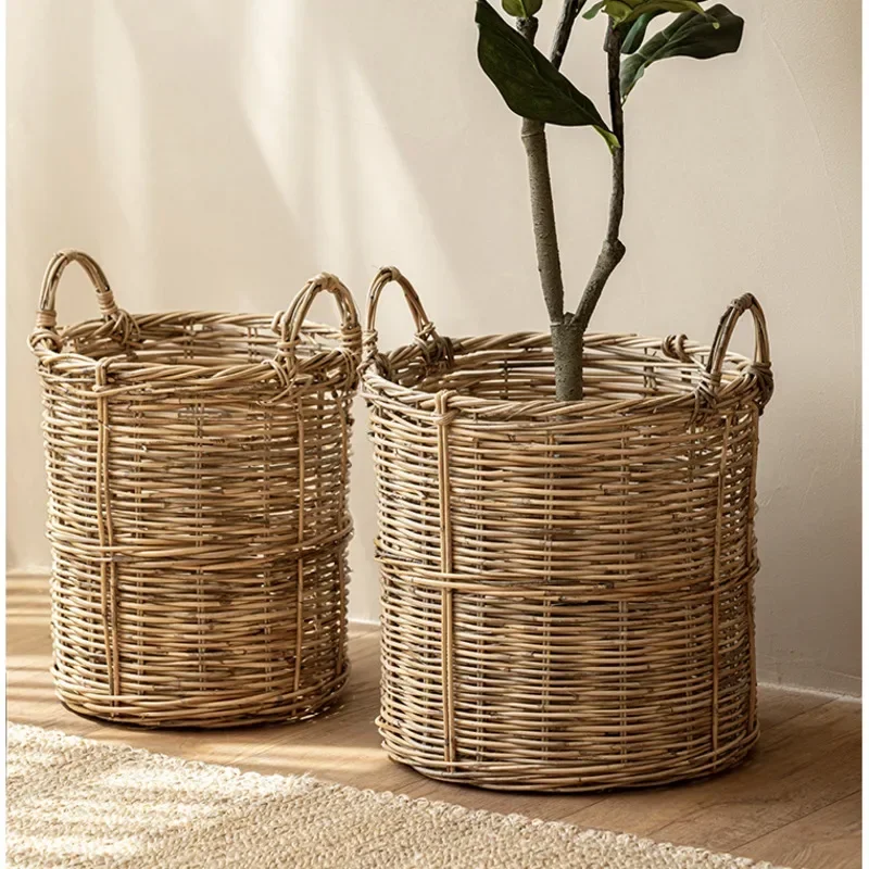 Natural Rattan Decorative Flower Pots Large Hand Plant Pot Exquisite Workmanship Home Garden Versatile Scene Garden Pots