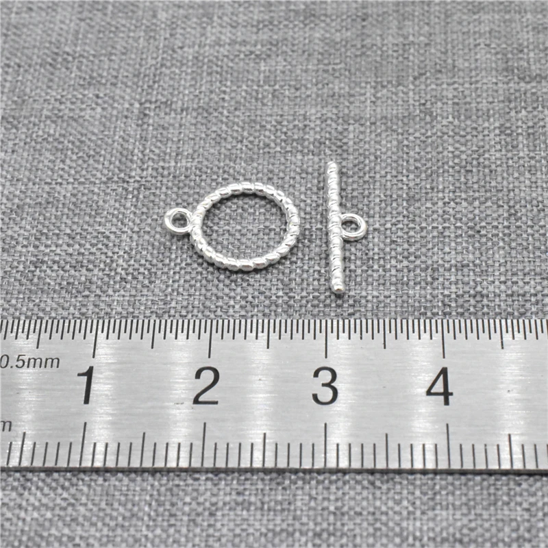 2 Sets Twisted Coiled Ring and Bar Toggle Clasps in 925 Sterling Silver for Necklace and Bracelet Making