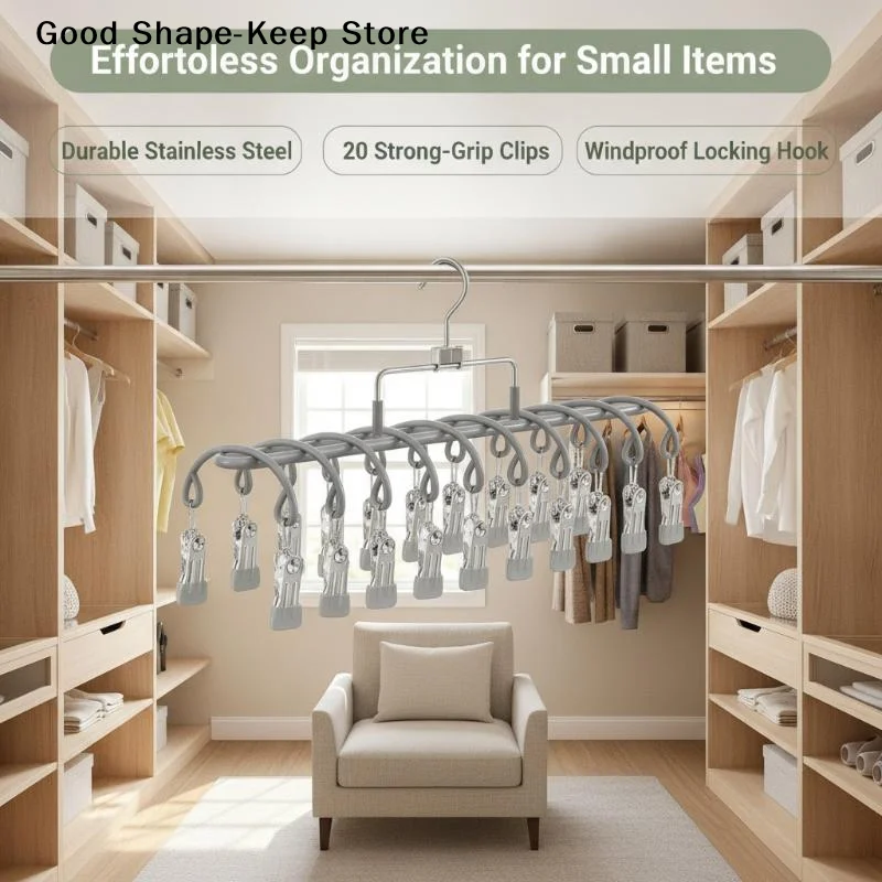 dailyStainless Steel Clothes Hangers 20 Pack Double-Row Non-Slip Clips for Family Wardrobe Daily Clothing HangingDaily products