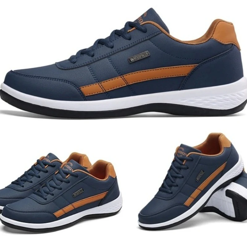 

2025 Leather Men Shoes Sneakers Trend Casual Breathable Leisure Male Sneakers Non-Slip Footwear Vulcanized Shoes Tenis Masculino