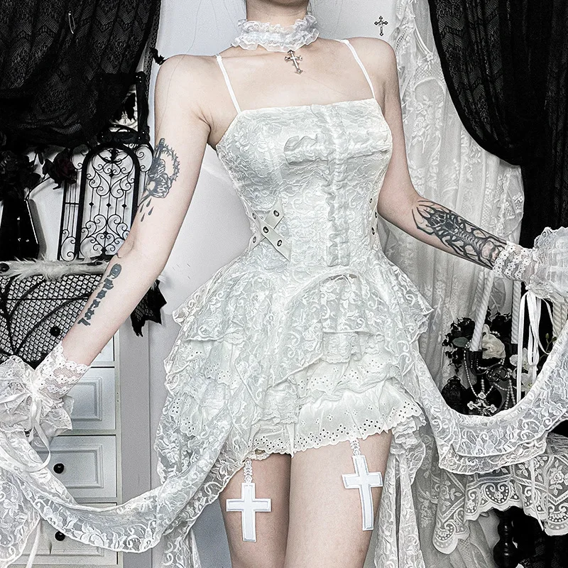 

Women Lace Irregular Long Camis Dark Yabi Camisole Bandeau 2025 New High Waisted Y2k Lace White Outfits Vintage Spicy Vest Chic